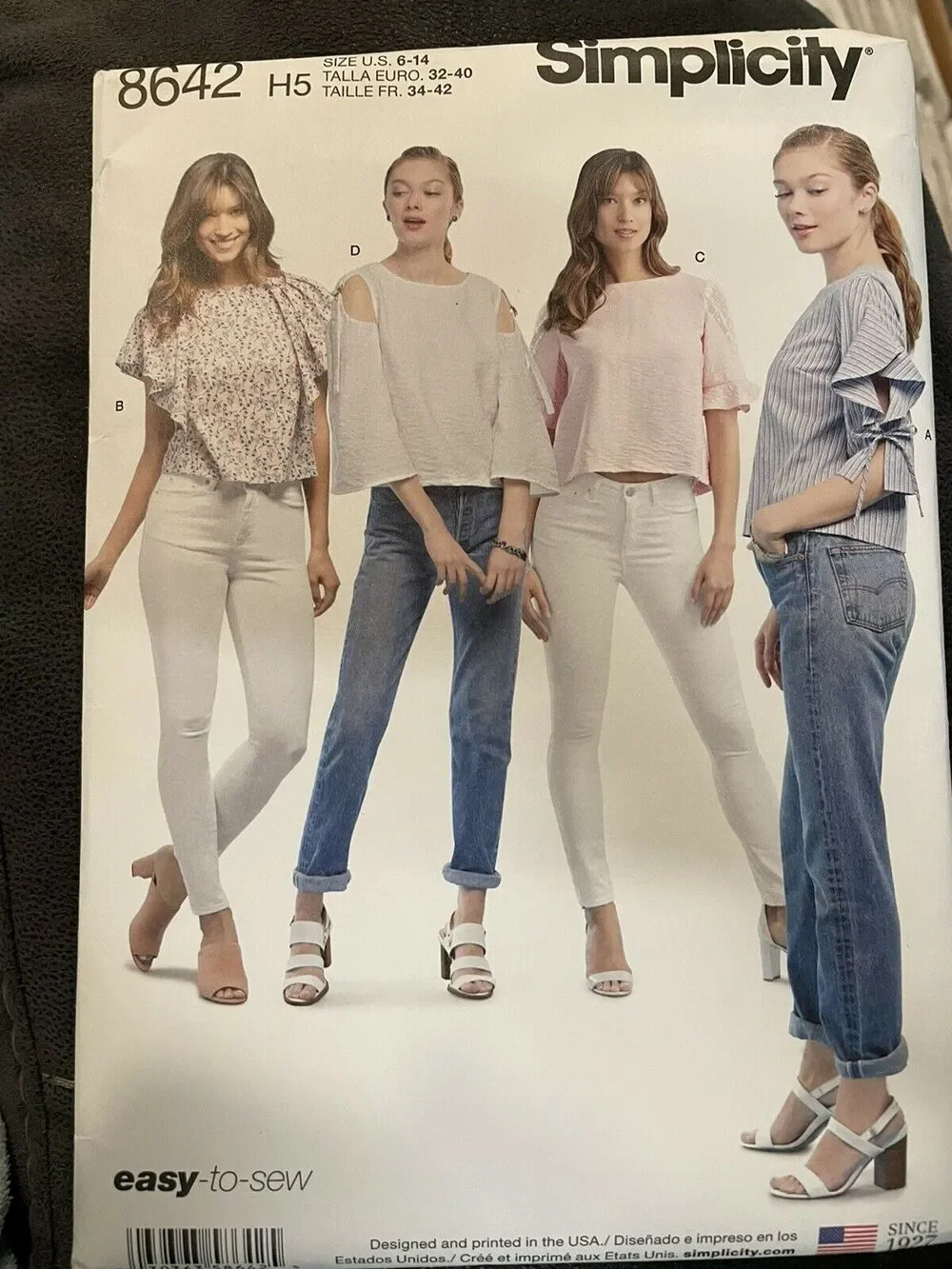 8642 Simplicity Pattern Blouse Tops Shirts Easy Sew NEW UNCUT 6 8 10 12 14